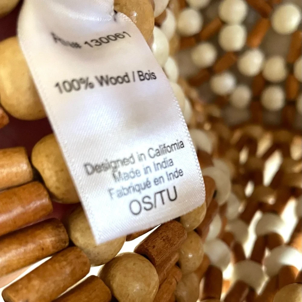 NWT l*space Wooden Bead Hobo Bag in Natural and Cream - Picture 6 of 10